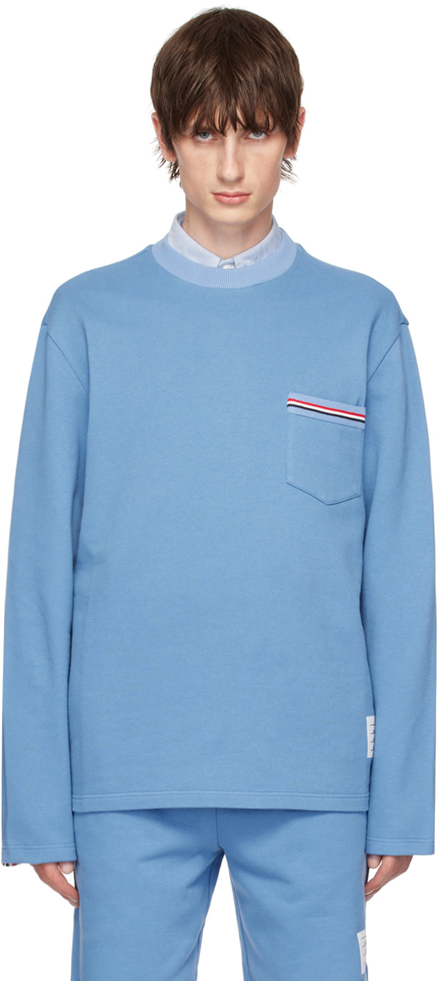Thom Browne - Pull molletonné surdimensionné bleu