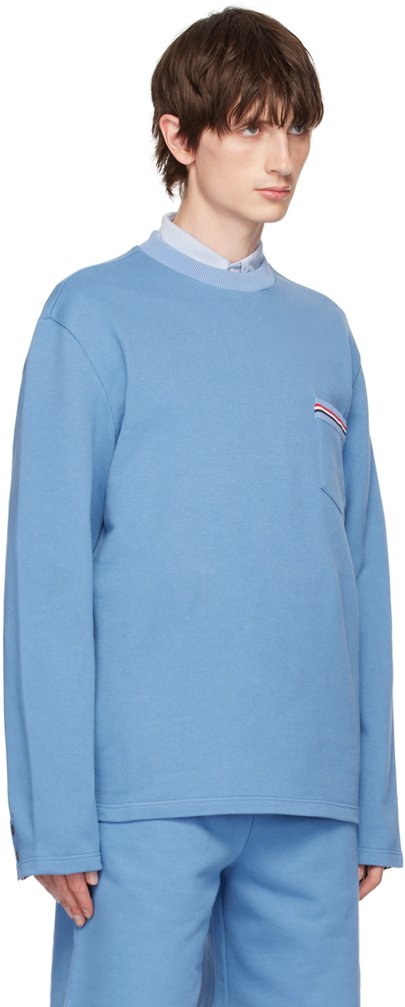 Thom Browne - Pull molletonné surdimensionné bleu