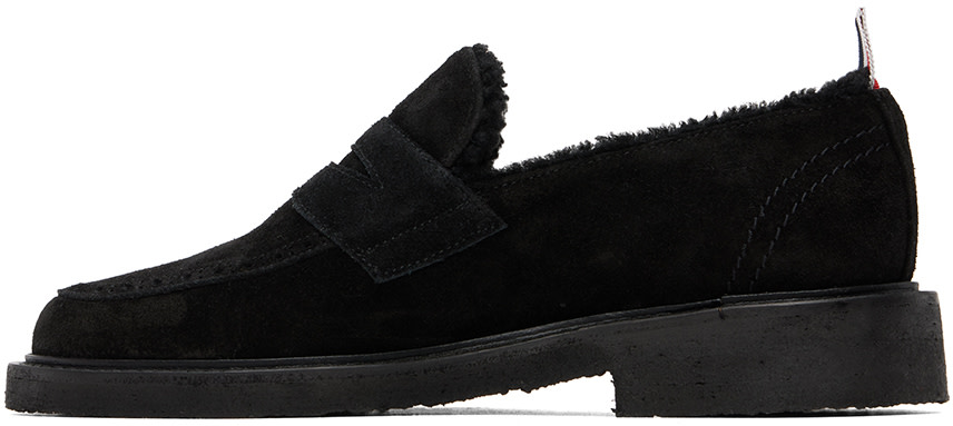 Thom Browne - Black Shearling Penny Loafers