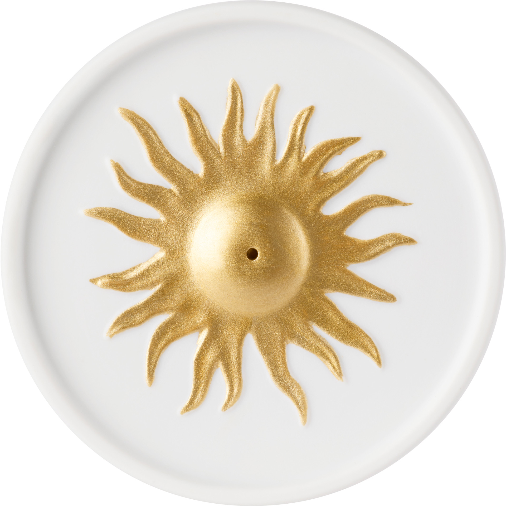 L’OBJET - Porte-encens blanc et doré à image de soleil