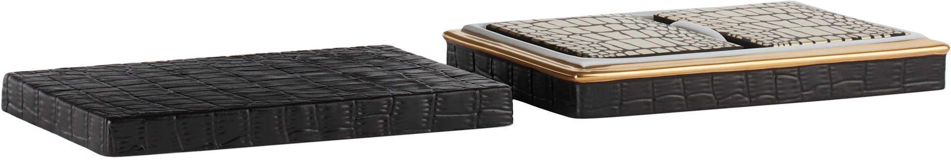 L'OBJET - Black Crocodile Playing Cards & Case Set