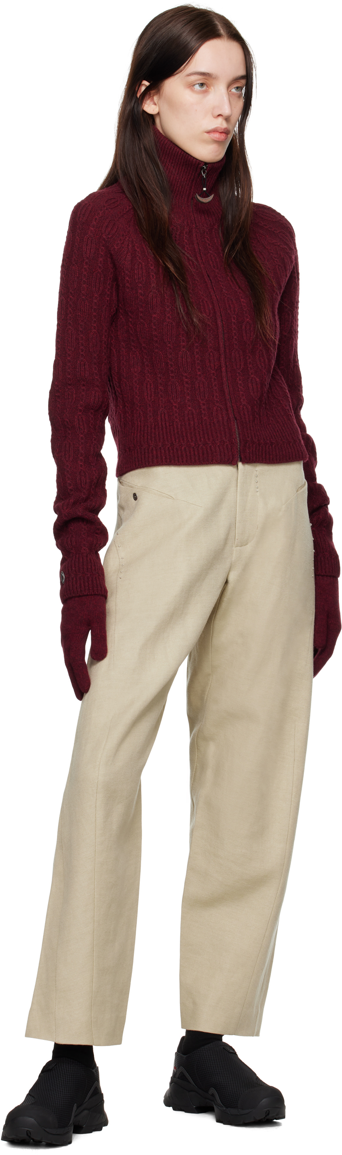 HYEIN SEO: Beige Bent Trousers | SSENSE