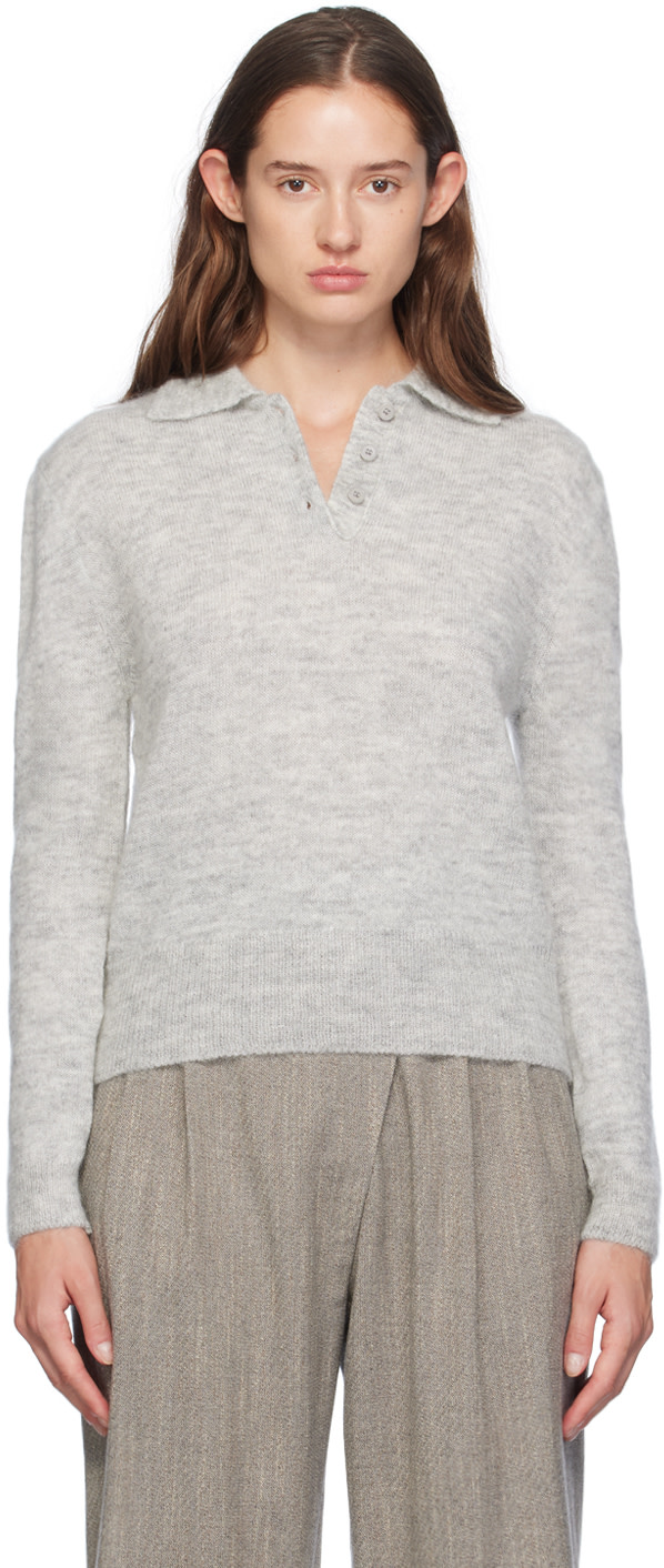 AMOMENTO - Pull gris en mohair