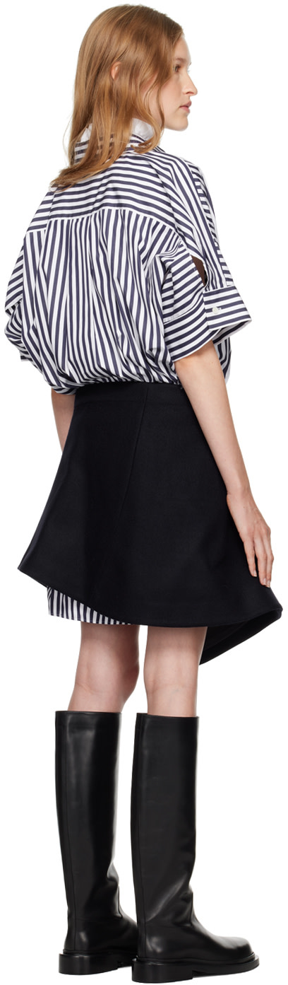 sacai: Navy Striped Paneled Mini Dress | SSENSE Canada