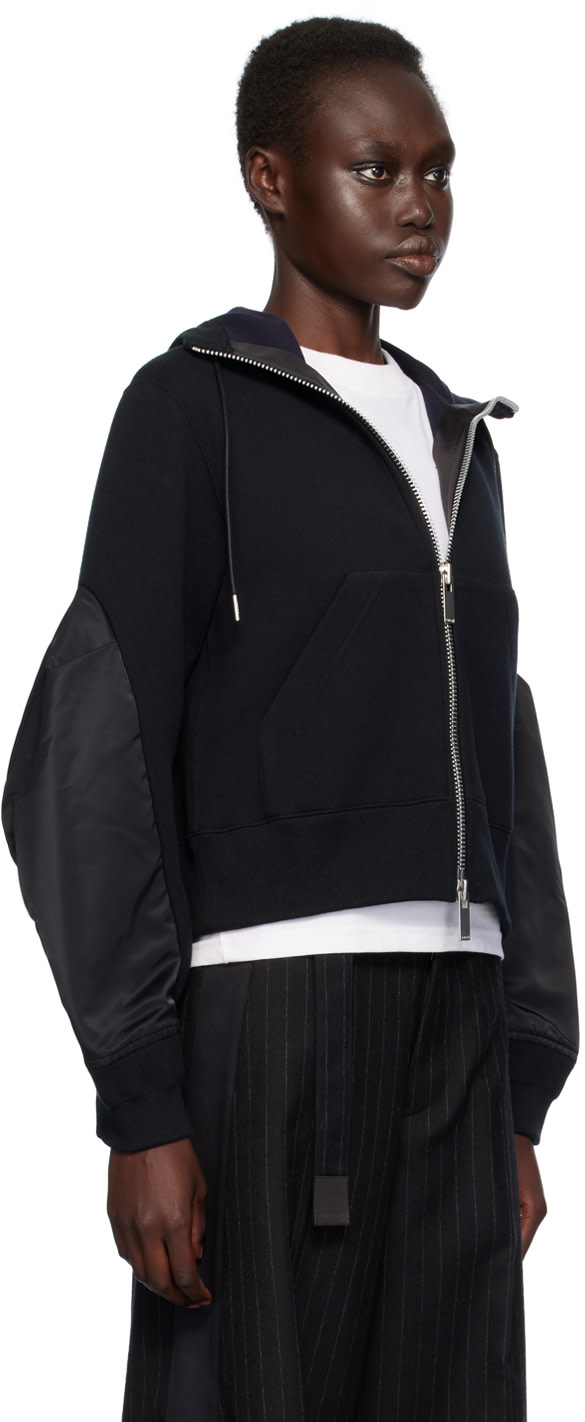sacai 黒　Sponge Sweat Hoodie パーカー sacai: Black Sponge Sweat Hoodie | SSENSE