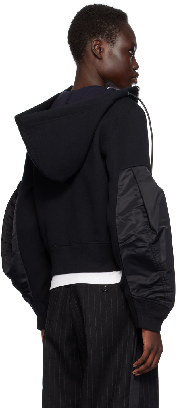 sacai - Pull à capuche noir à panneaux
