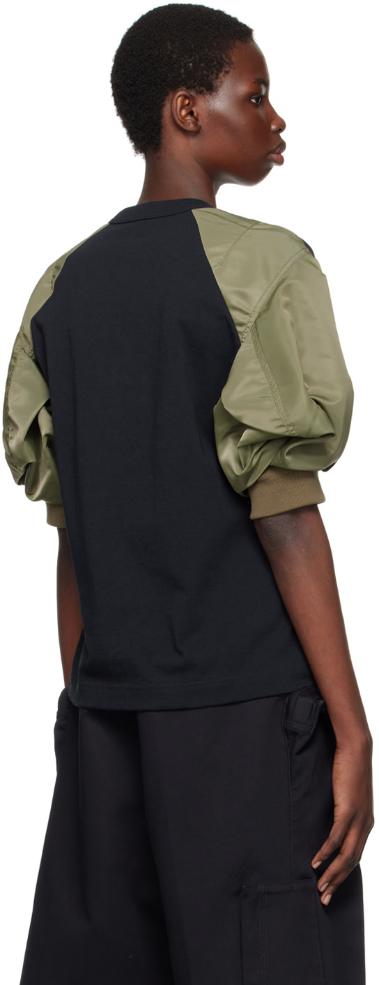 sacai: Navy & Khaki Paneled T-Shirt | SSENSE