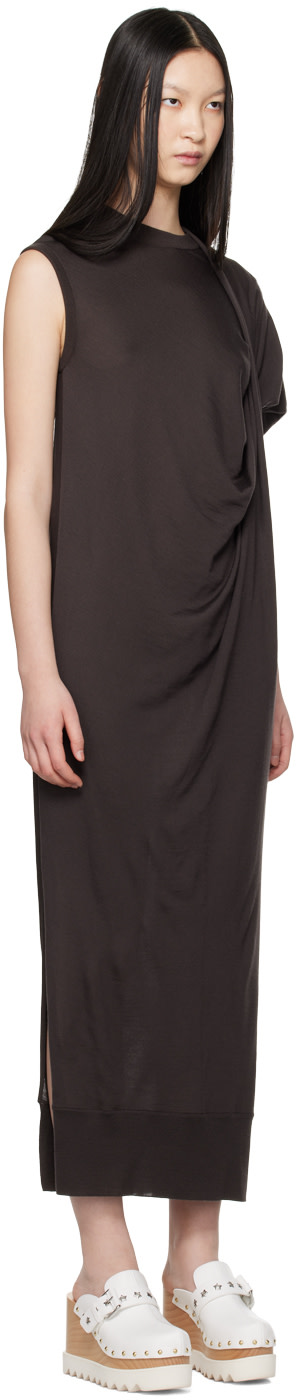 Stella McCartney - Robe longue asymétrique drapée brune