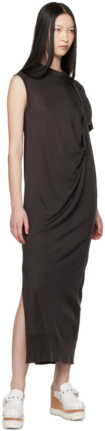 Stella McCartney - Robe longue asymétrique drapée brune