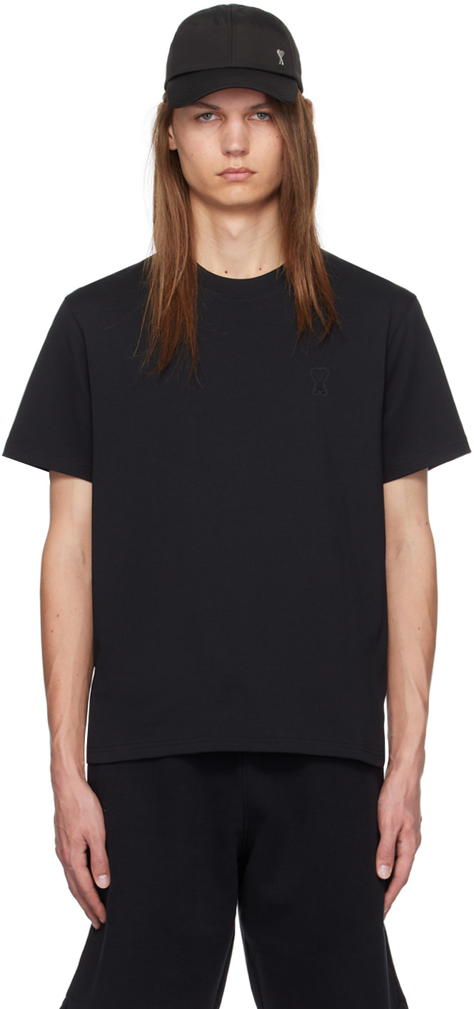 AMI Paris: ブラック Ami de Coeur Tシャツ | SSENSE 日本