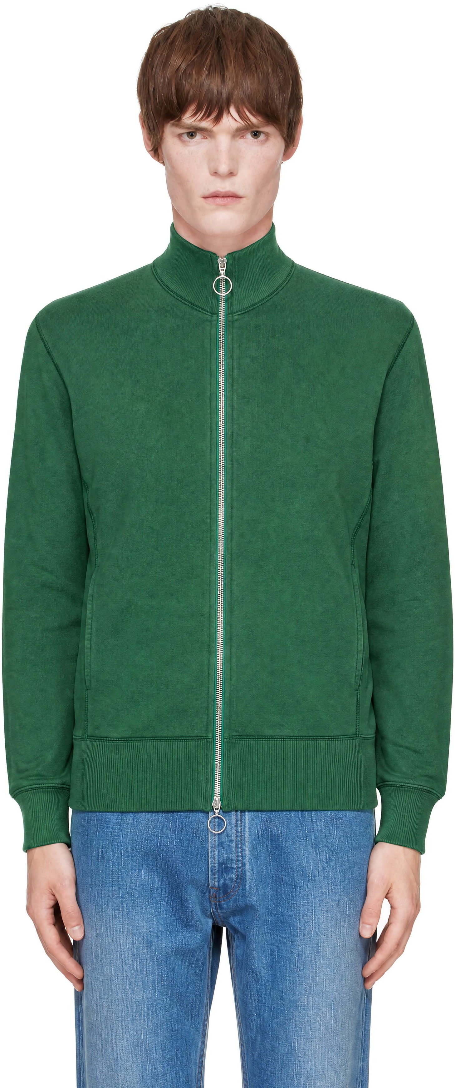 Drake's - Green Cotton Zip Through Track Jacket