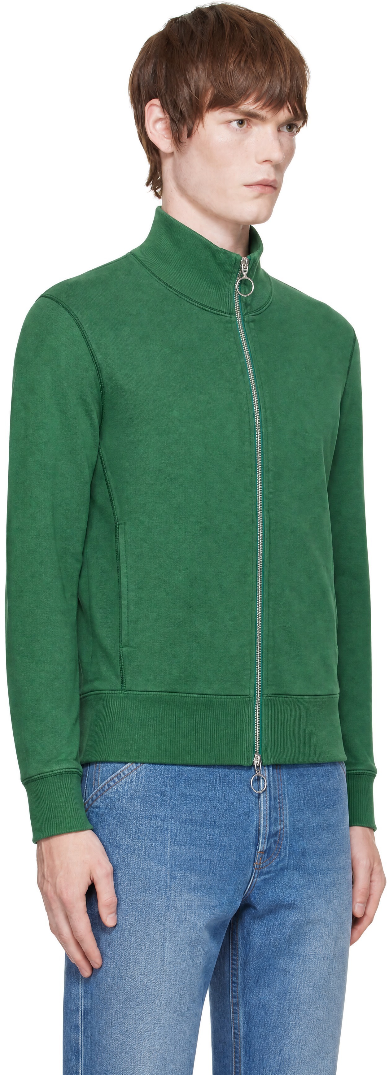 Drake's - Green Cotton Zip Through Track Jacket