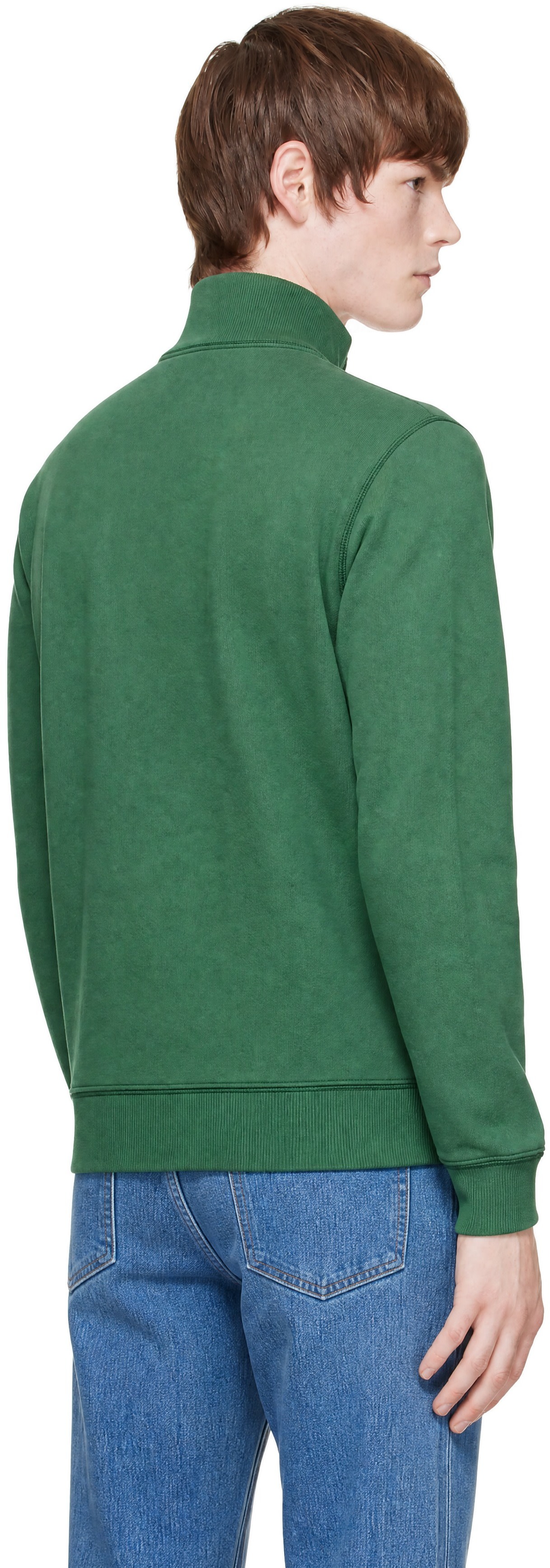 Drake's - Green Cotton Zip Through Track Jacket
