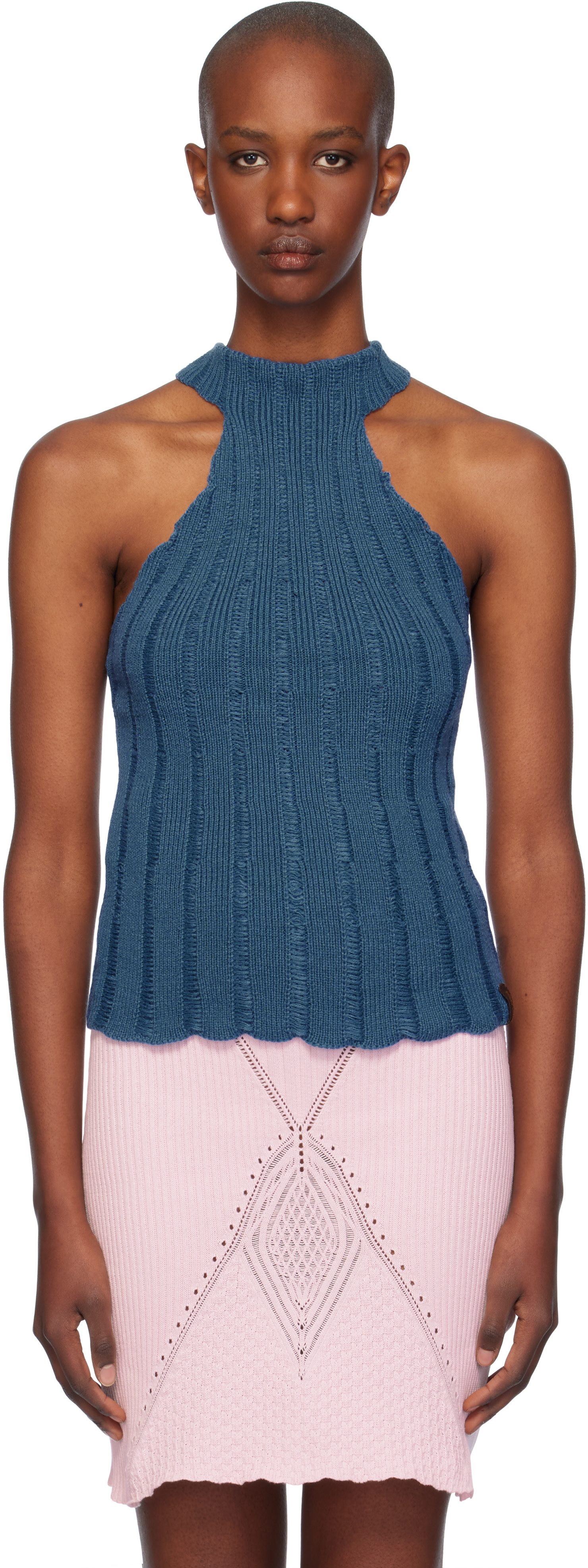 CAMISOLE NECK HIGH 【usagi】HALTER TOPS Simons | | Twik | cami halter collar Draped トップス