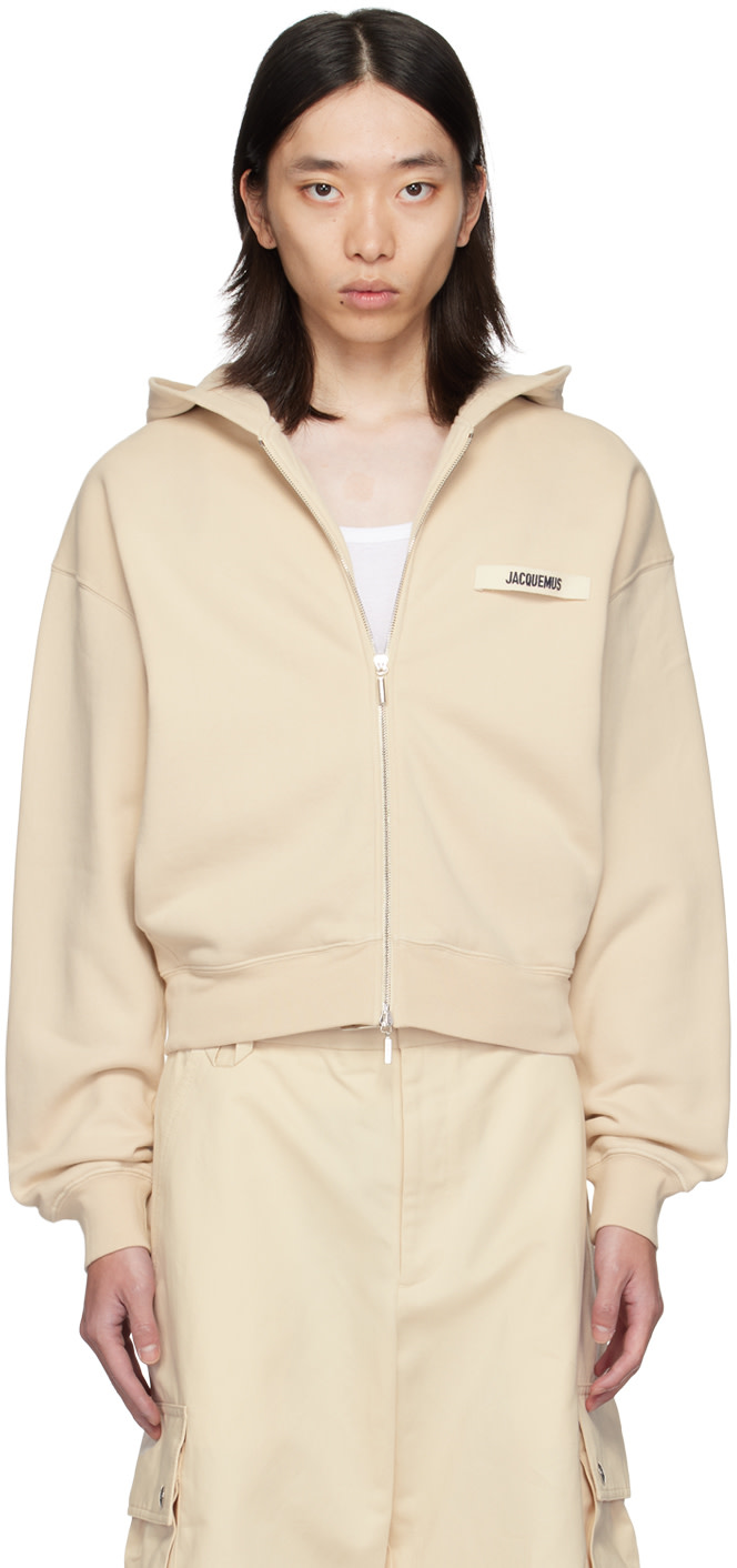 JACQUEMUS: La Casaコレクション ベージュ Le hoodie Gros Grain zippé