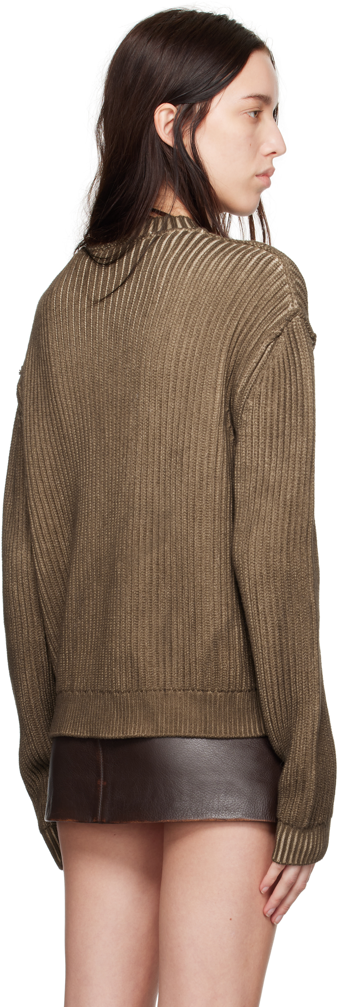GUESS USA - Pull rétro brun à effet délavé