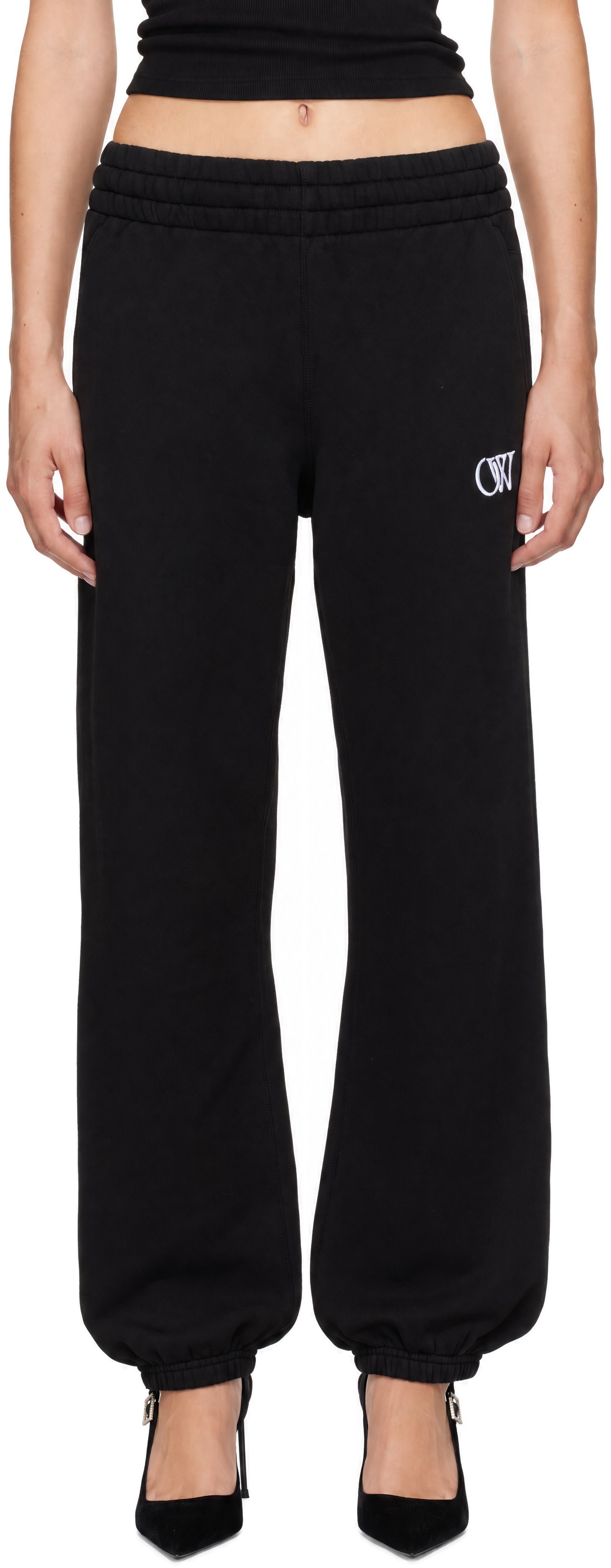 Off-White - Black Embroidered 'OW' Sweatpants