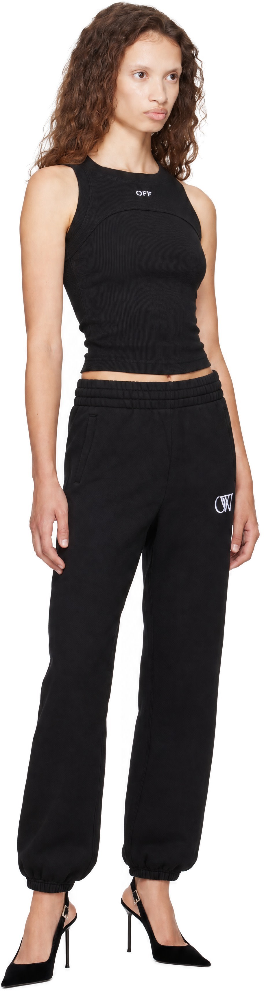 Off-White - Black Embroidered 'OW' Sweatpants