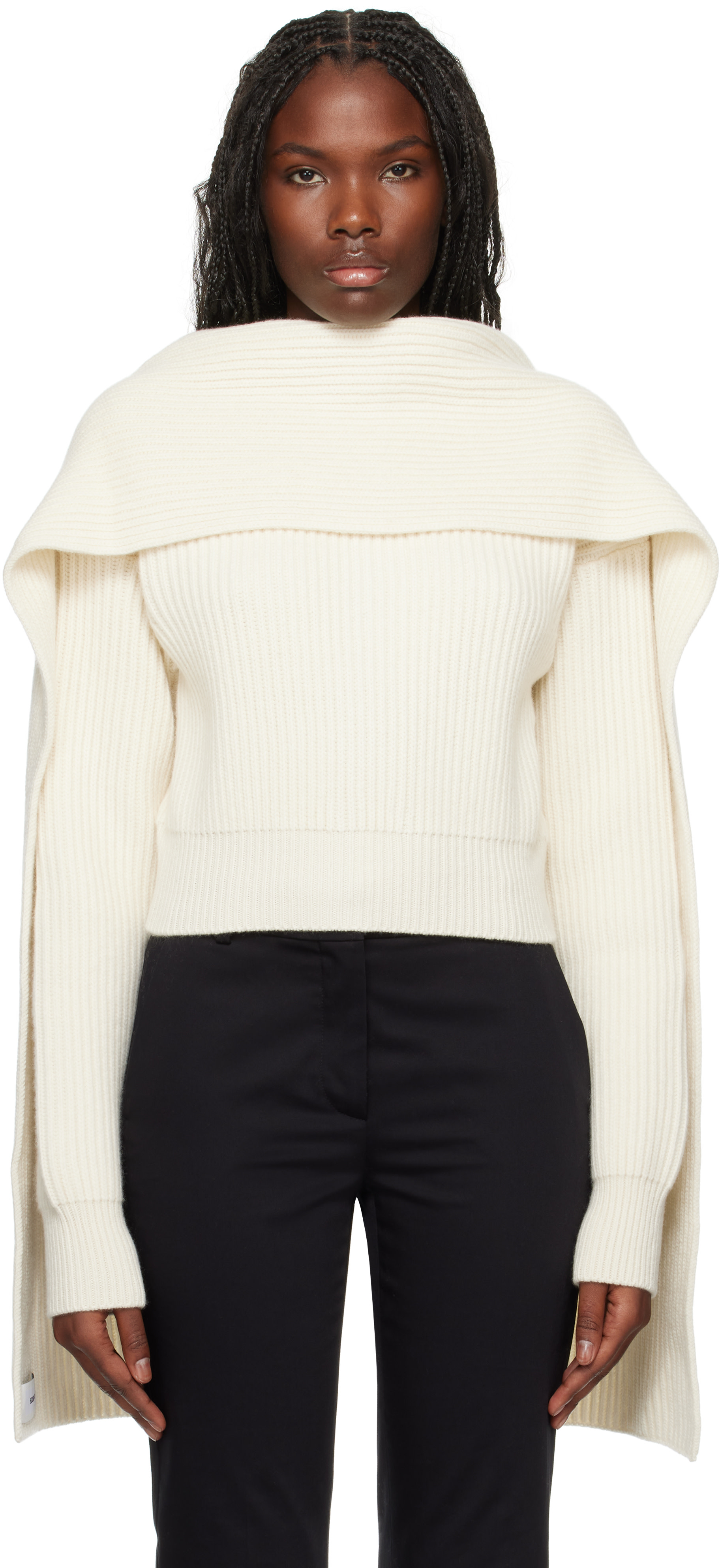 Erdem - Pull drapé blanc cassé