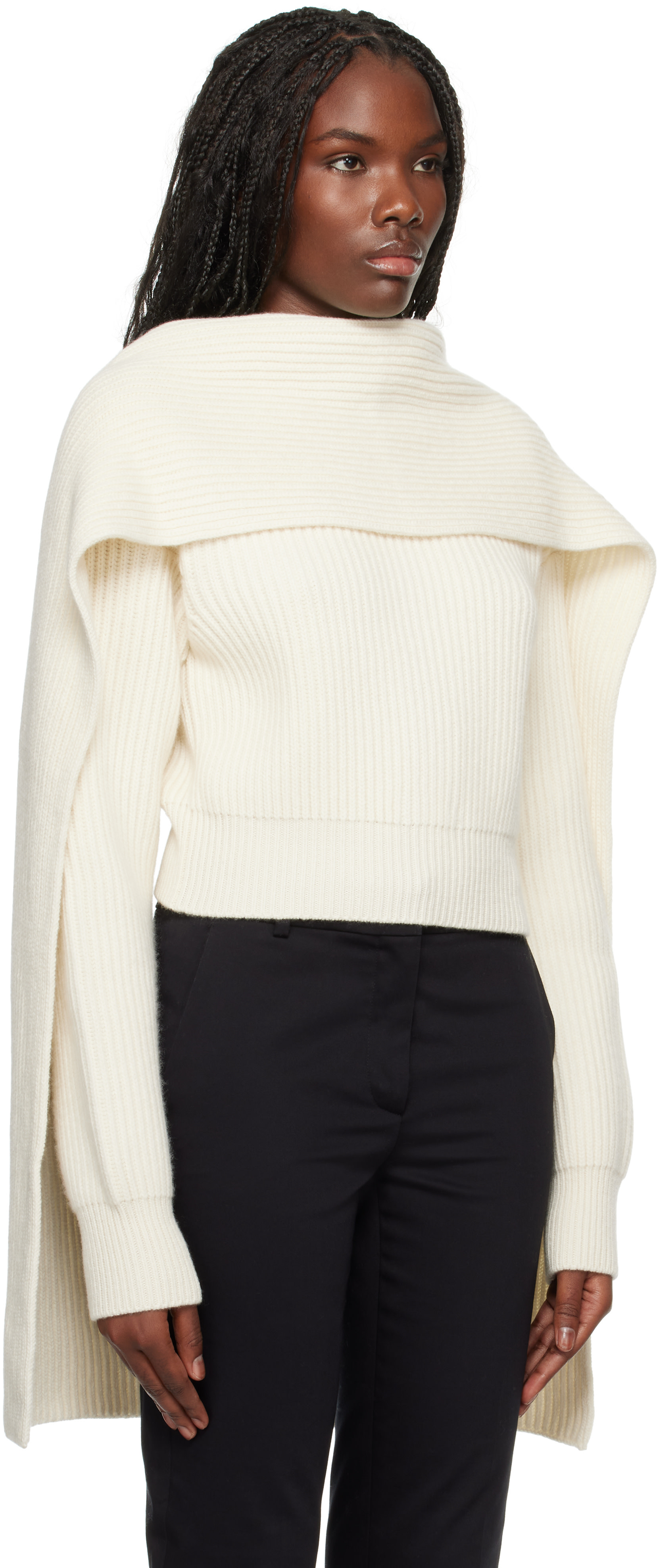 Erdem - Pull drapé blanc cassé