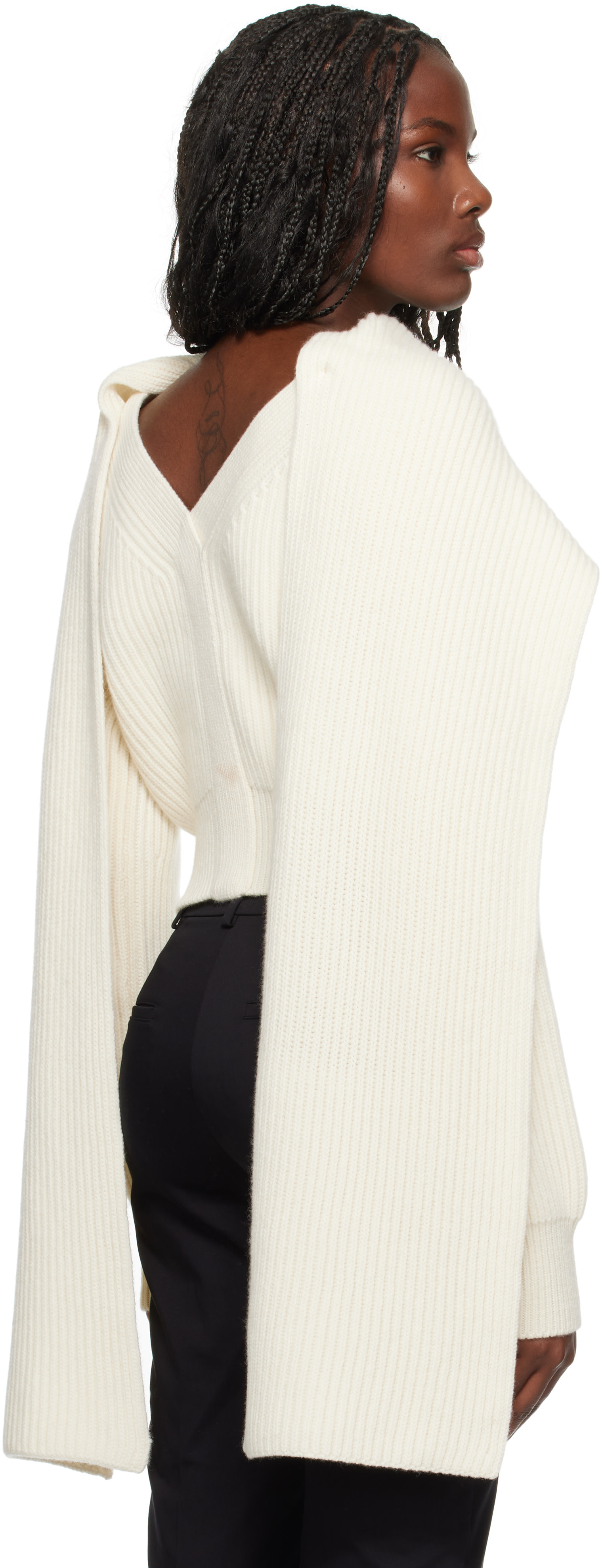 Erdem - Pull drapé blanc cassé