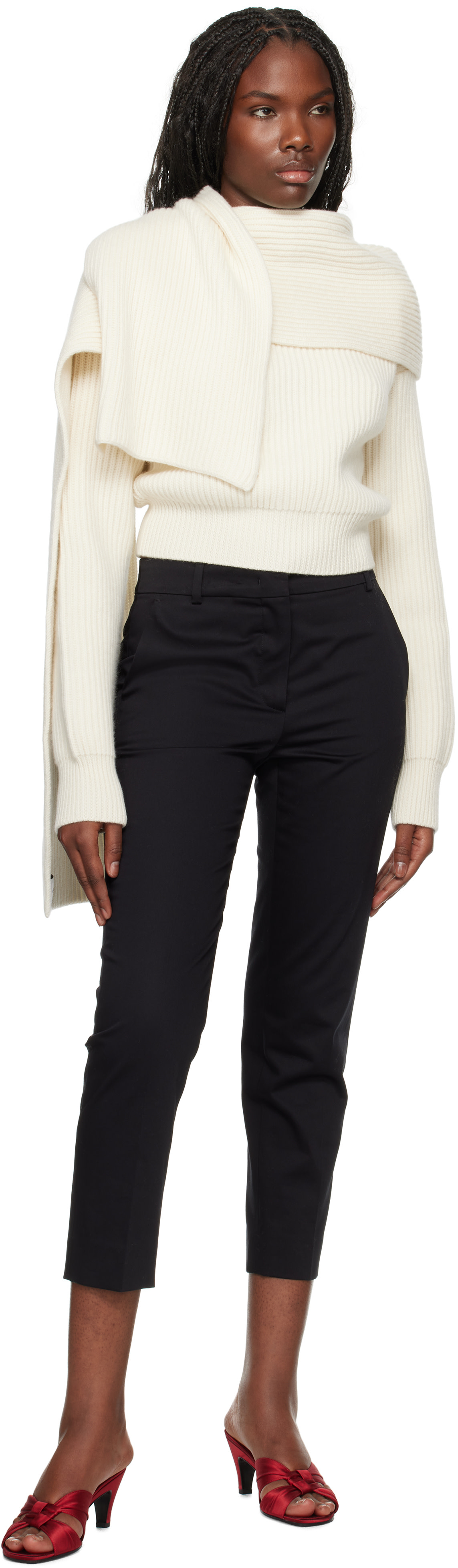 Erdem - Pull drapé blanc cassé