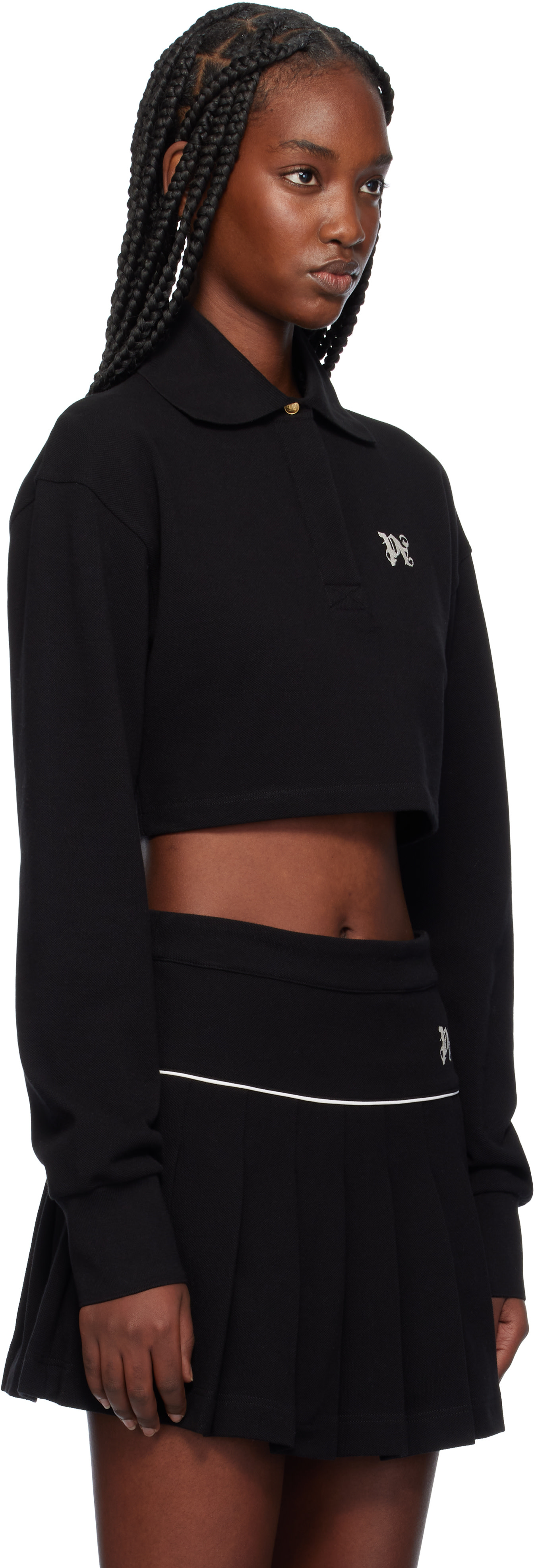Palm Angels - Polo écourté noir à monogramme