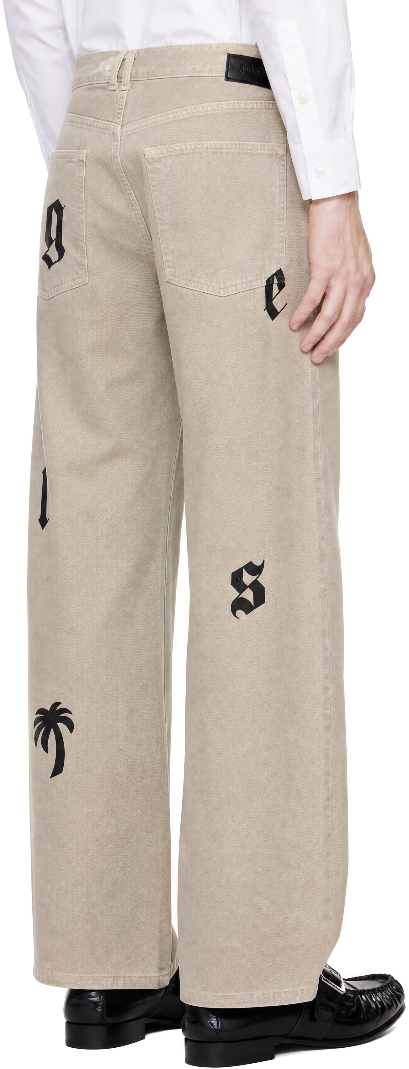 Palm Angels - Beige Bull Logo Patch Jeans