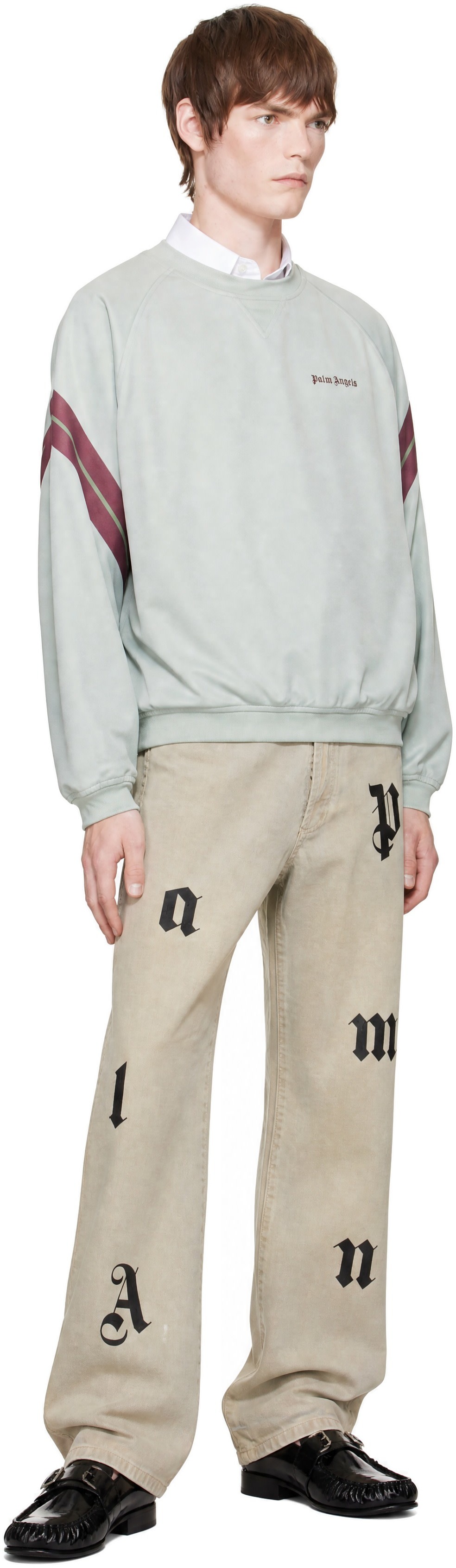 Palm Angels - Beige Bull Logo Patch Jeans