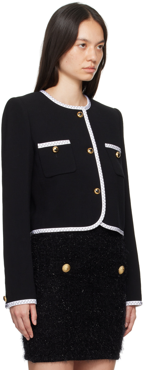 Moschino: Black Gold Heart Buttons Jacket | SSENSE