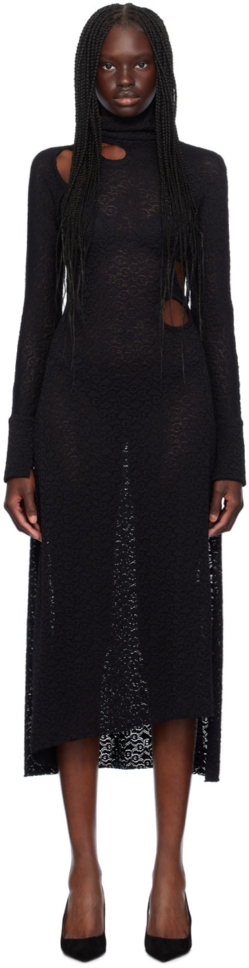 Victoria Beckham: Black Cutout Midi Dress | SSENSE
