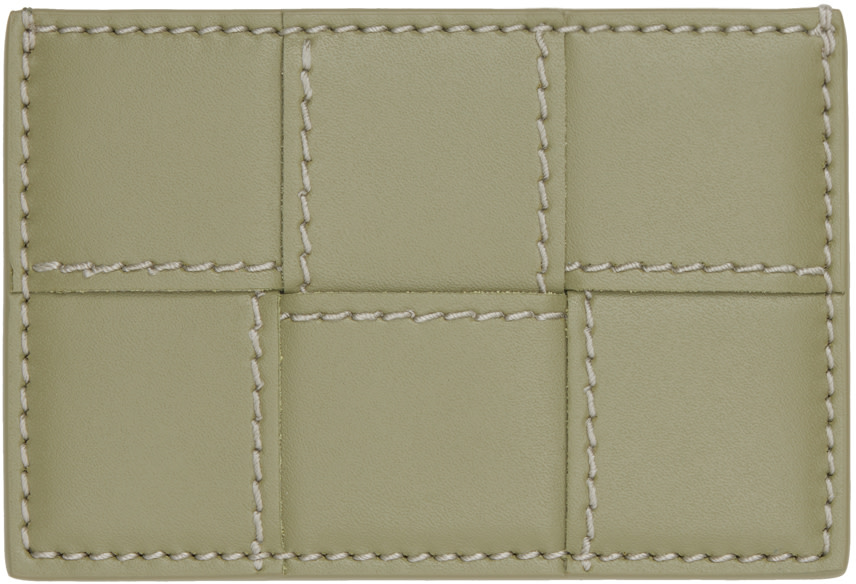 Bottega Veneta: Green Cassette Credit Card Holder | SSENSE Canada