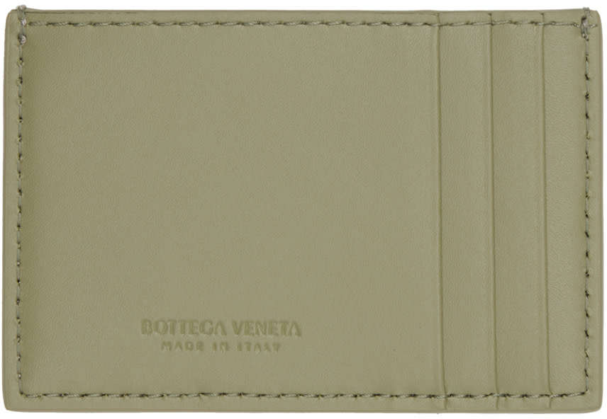 Bottega Veneta: Green Cassette Credit Card Holder | SSENSE Canada