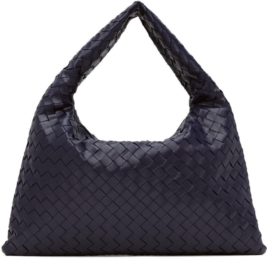 Bottega Veneta: Navy Small Hop Bag | SSENSE