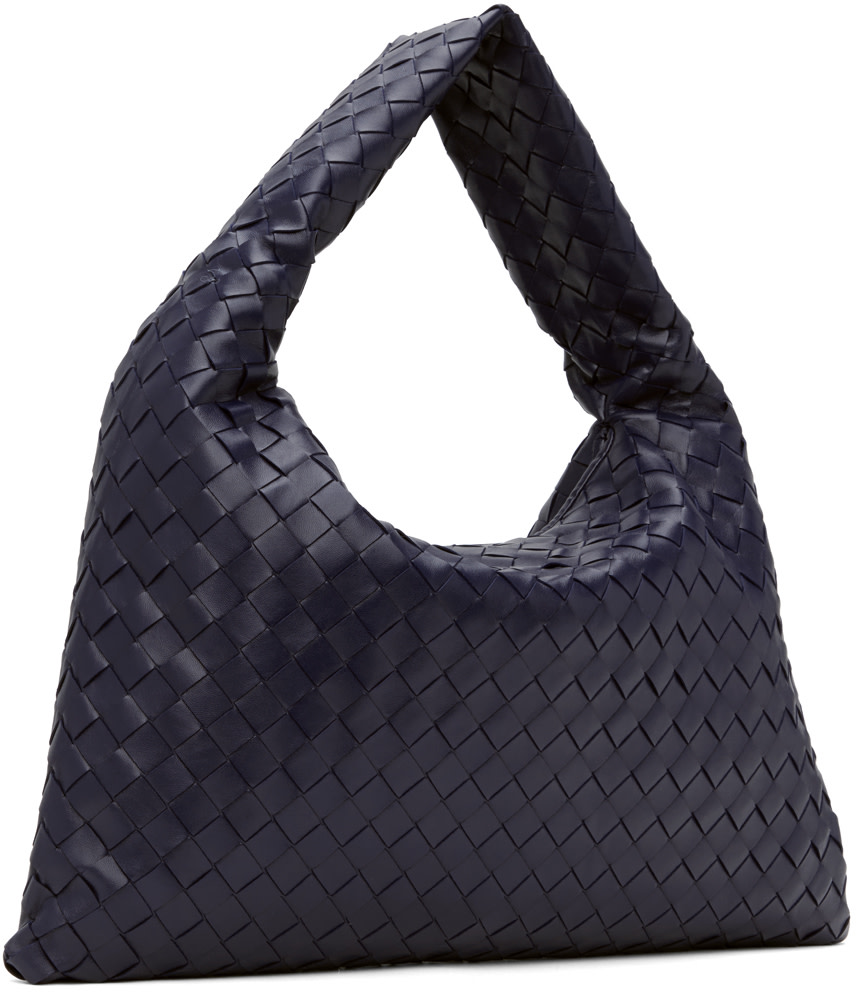 Bottega Veneta: Navy Small Hop Bag | SSENSE