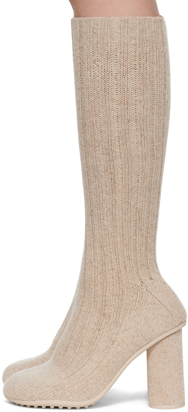Bottega Veneta - Bottes beige à talon Atomic