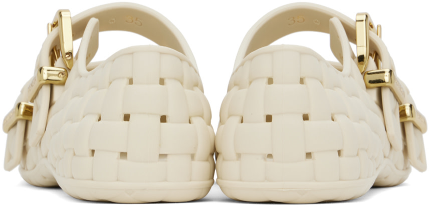 Bottega Veneta: オフホワイト Amy メリージェーン フラットシューズ