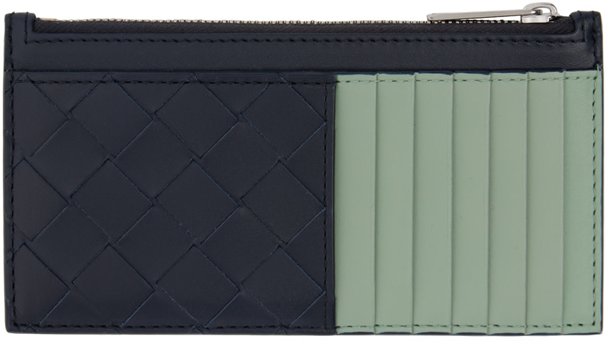 Bottega Veneta: Black & Green Intrecciato Long Zippered Card