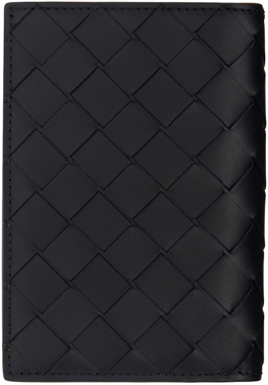 Bottega Veneta: Black Intrecciato Medium Bi-Fold Wallet | SSENSE
