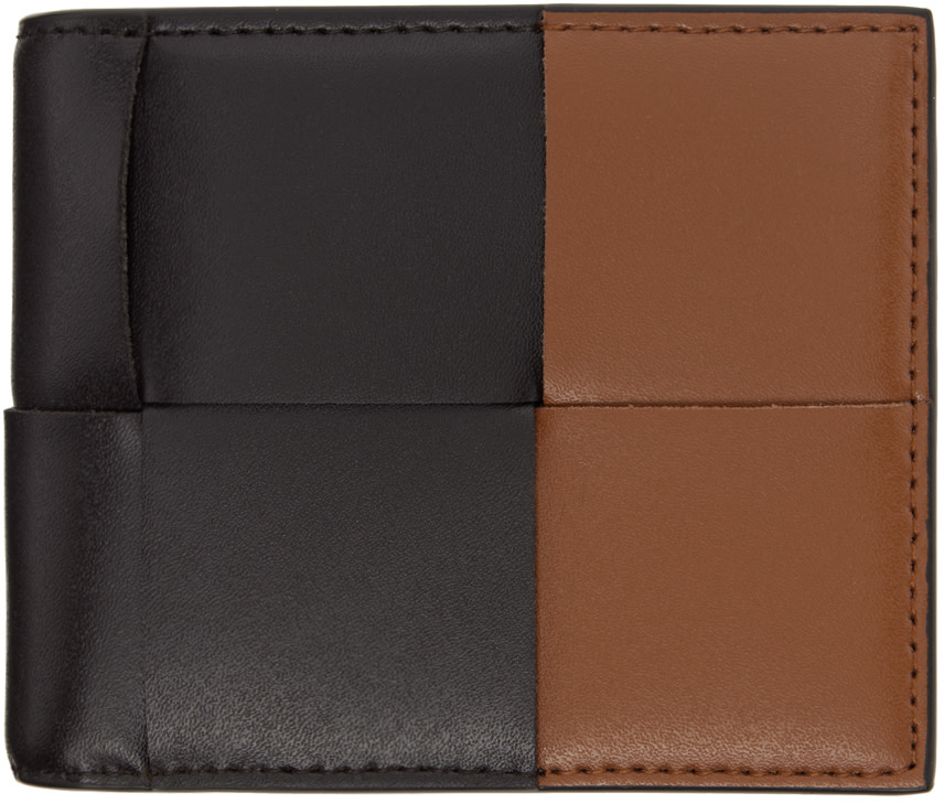 Bottega Veneta: Black & Brown Cassette Bi-Fold Wallet | SSENSE