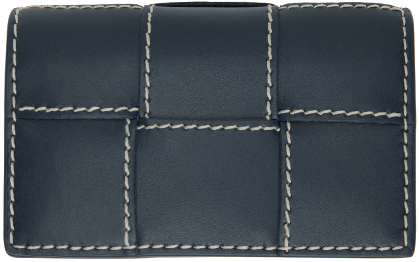 Bottega Veneta: Navy Cassette Business Card Holder | SSENSE