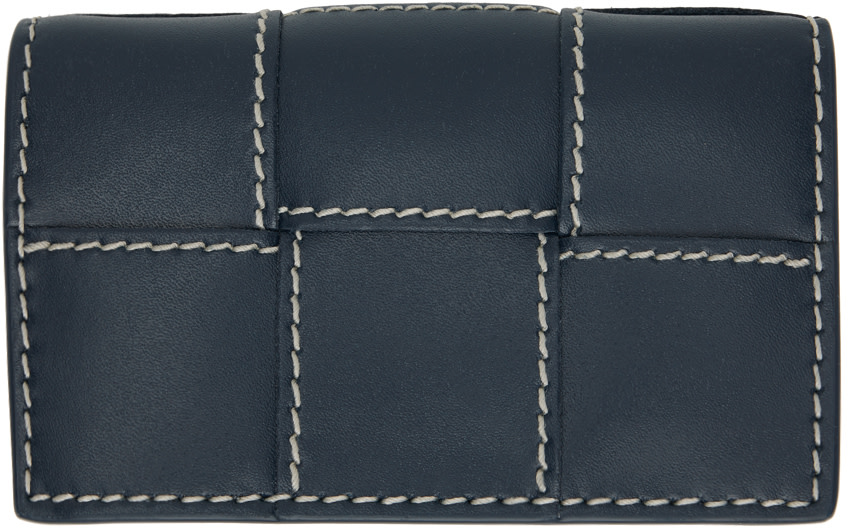 Bottega Veneta: Navy Cassette Business Card Holder | SSENSE