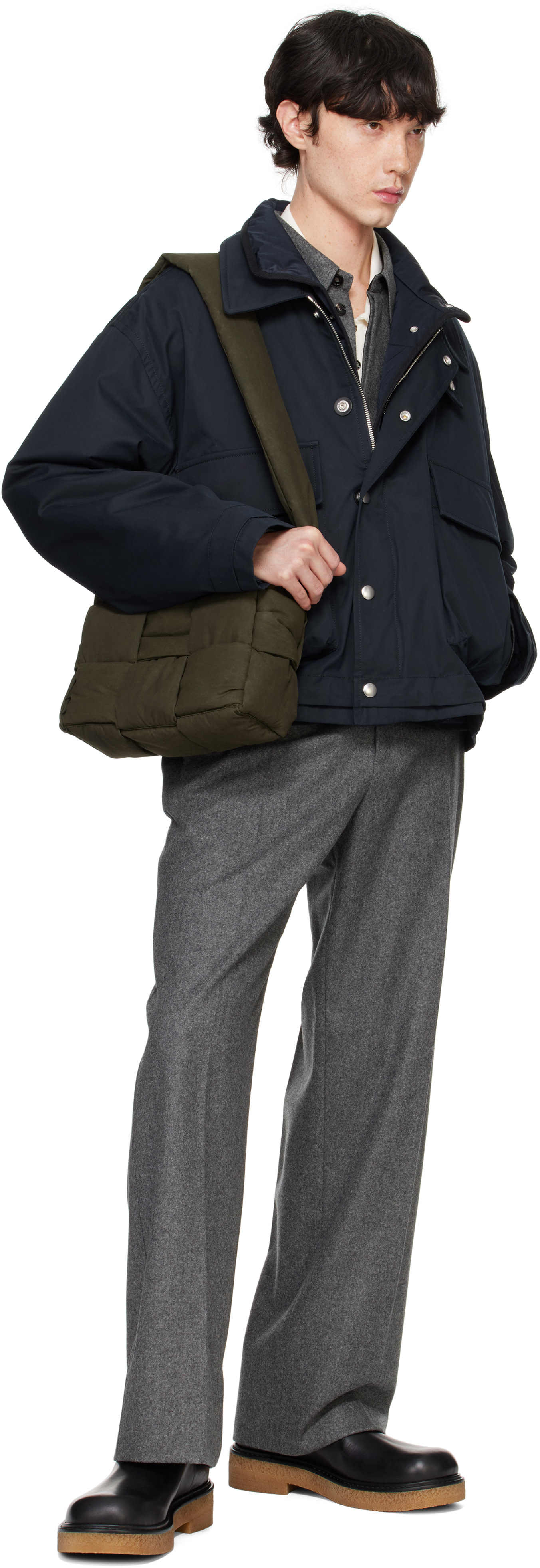 Bottega Veneta: Khaki Medium Arco Padded Camera Bag | SSENSE
