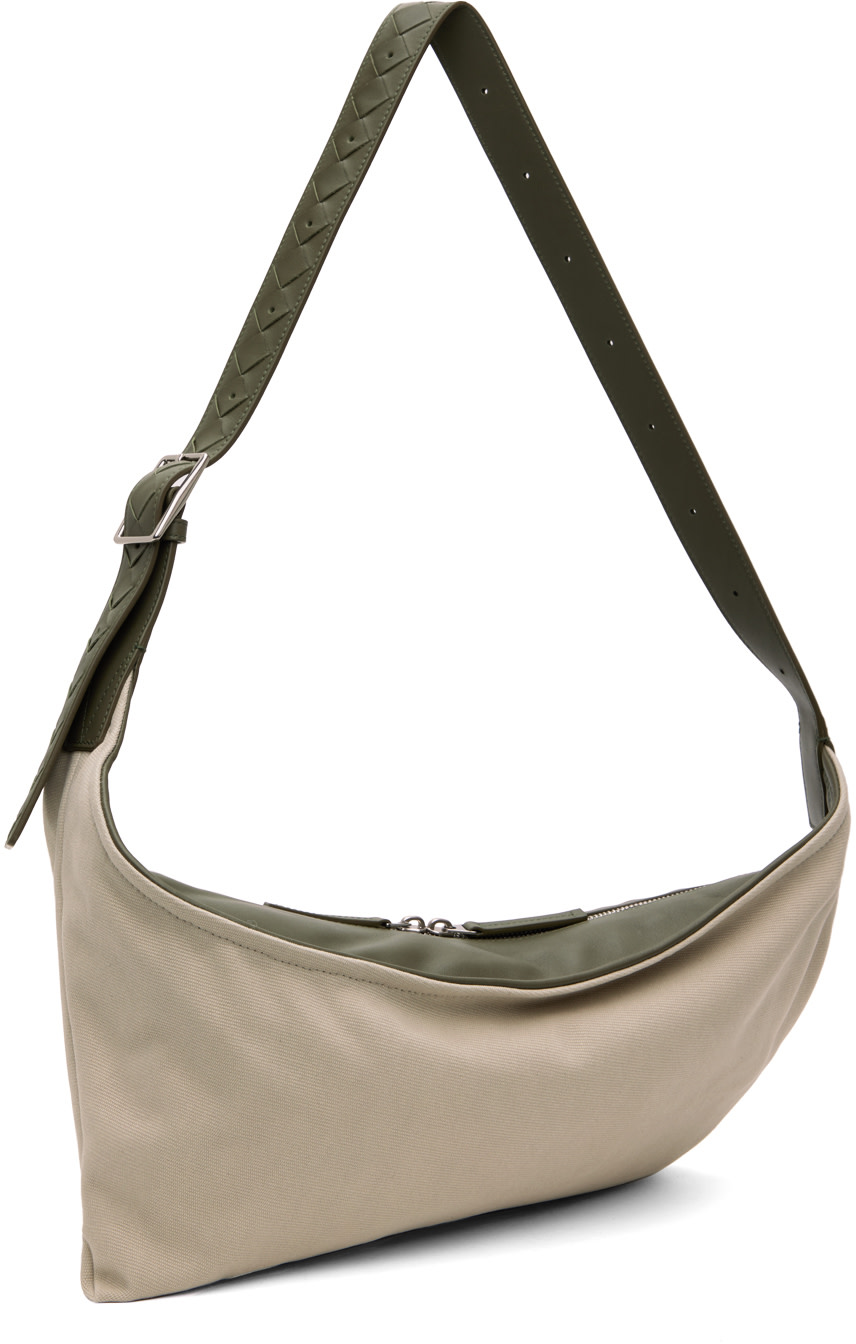 Bottega Veneta: Off-White & Green Small Zigzag Bag | SSENSE