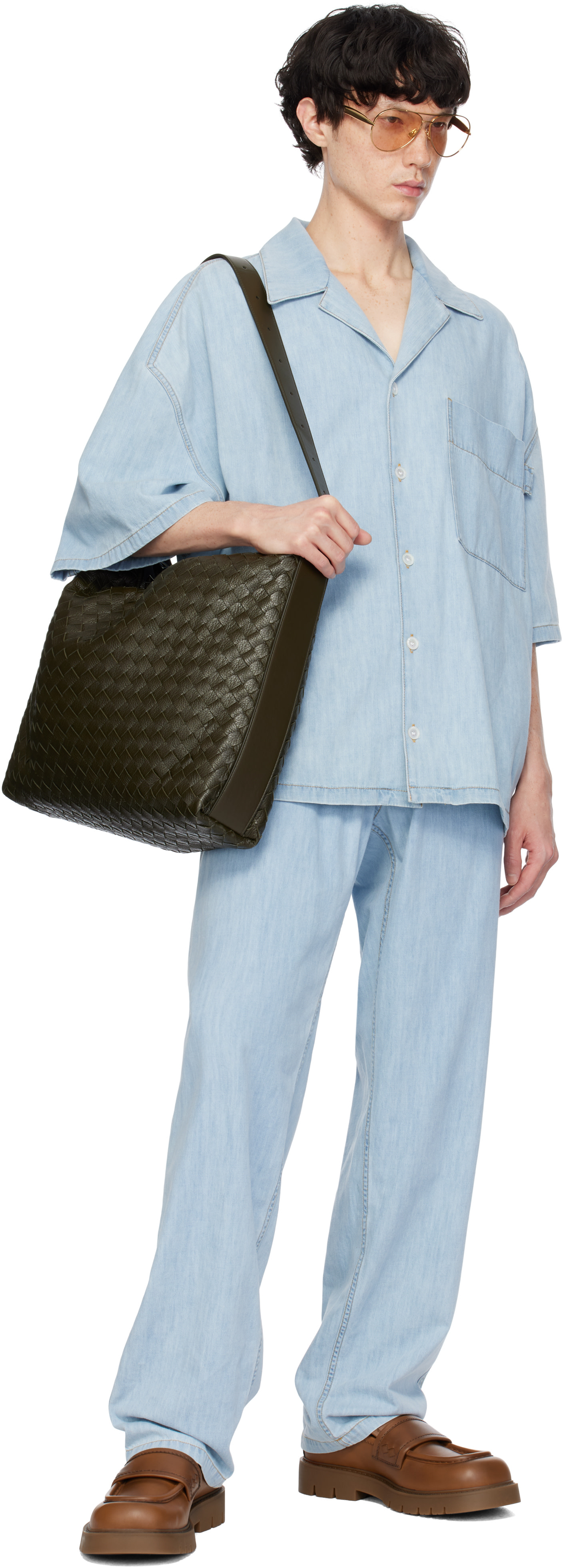 Bottega Veneta: カーキ Traveller バッグ | SSENSE 日本