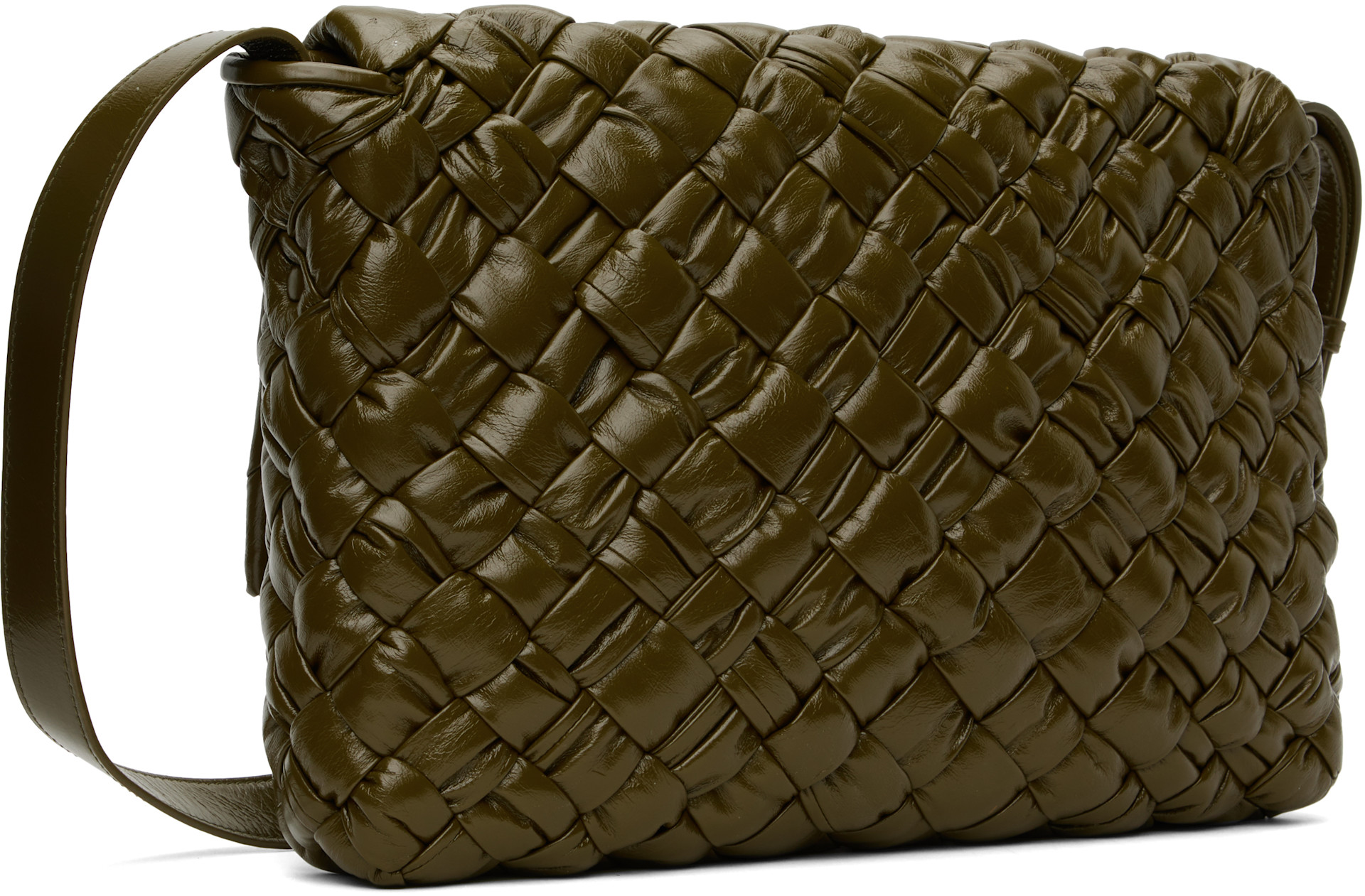 Bottega Veneta: カーキ Rumple メッセンジャーバッグ | SSENSE 日本