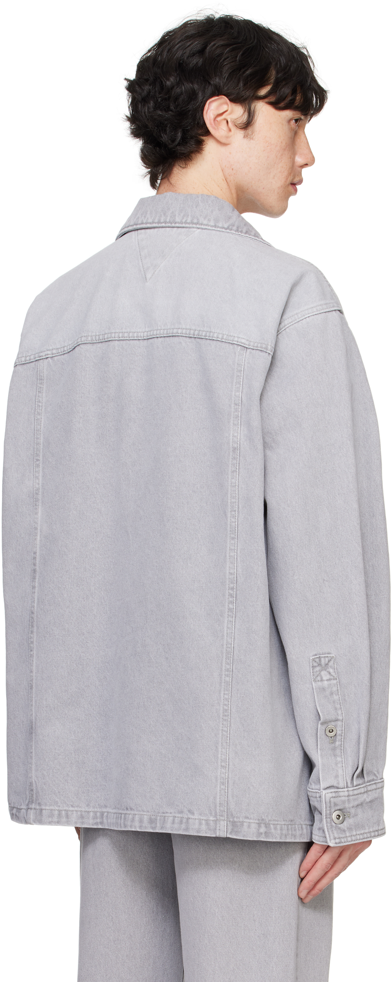 Bottega Veneta: Gray Washed Denim Shirt | SSENSE