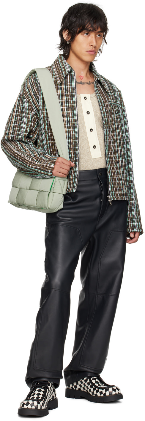 Bottega Veneta: ブラック カーゴ レザーパンツ | SSENSE 日本