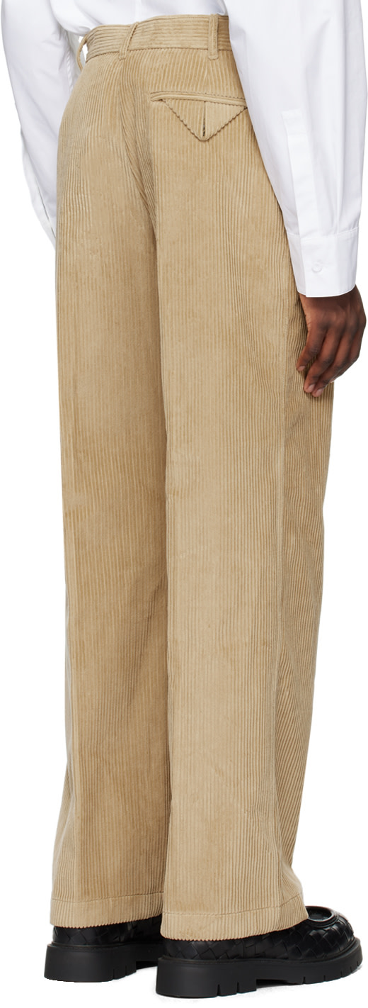 Bottega Veneta: Beige Creased Trousers | SSENSE