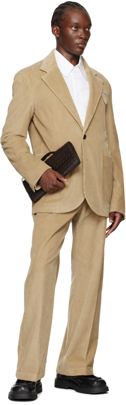 Bottega Veneta: Beige Creased Trousers | SSENSE